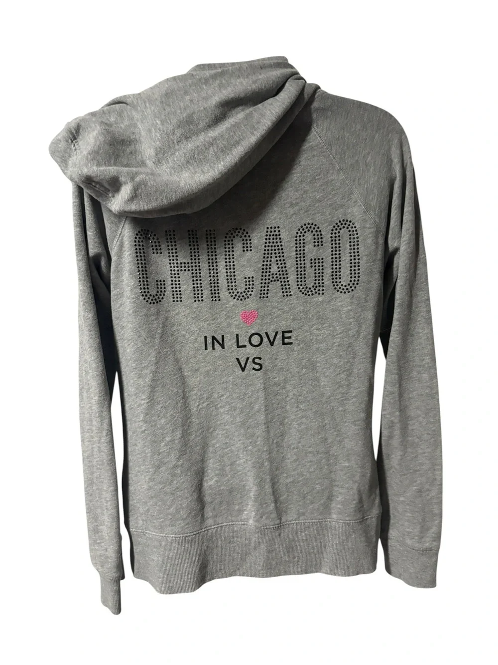 Victoria's Secret Gray Chicago Zip-Up Hoodie Sweatshirt with Bling